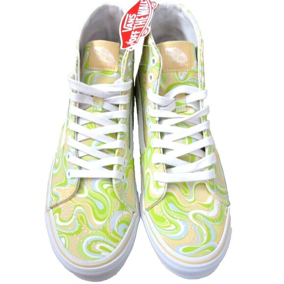 Vans Women's Sk8-Hi Tapered Swirl Lime Green Cream Canvas Shoes Size 9.5 NIB - Picture 2 of 5